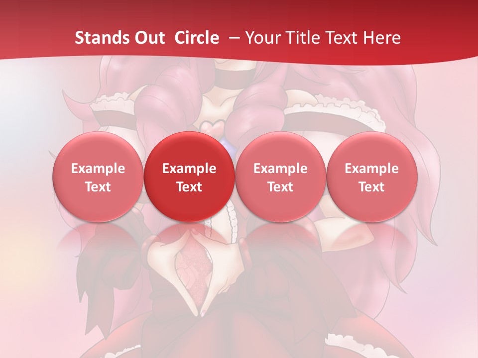 A Girl In A Red Dress With Pink Hair PowerPoint Template
