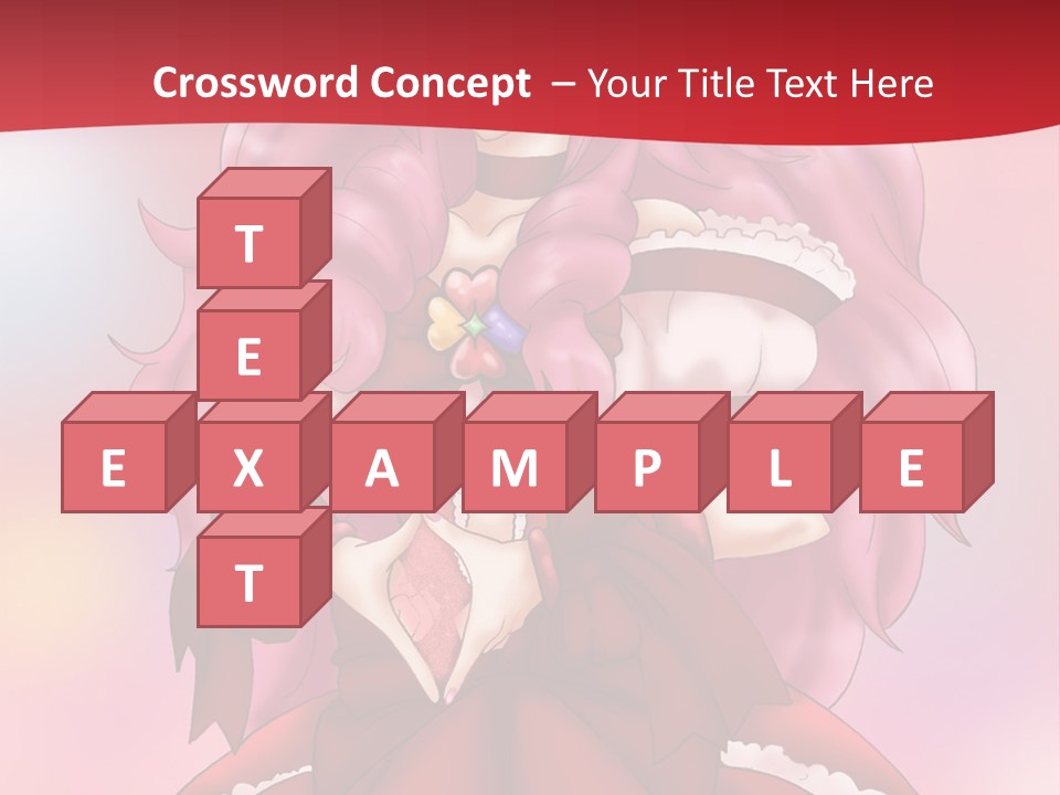 A Girl In A Red Dress With Pink Hair PowerPoint Template