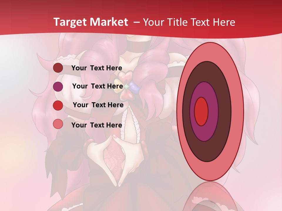A Girl In A Red Dress With Pink Hair PowerPoint Template