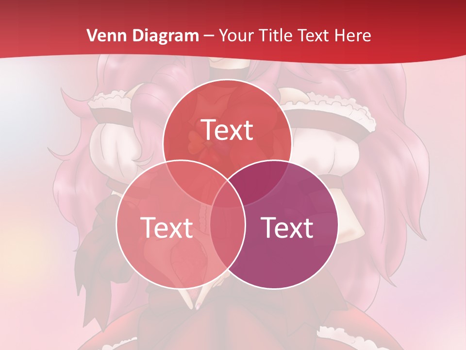 A Girl In A Red Dress With Pink Hair PowerPoint Template