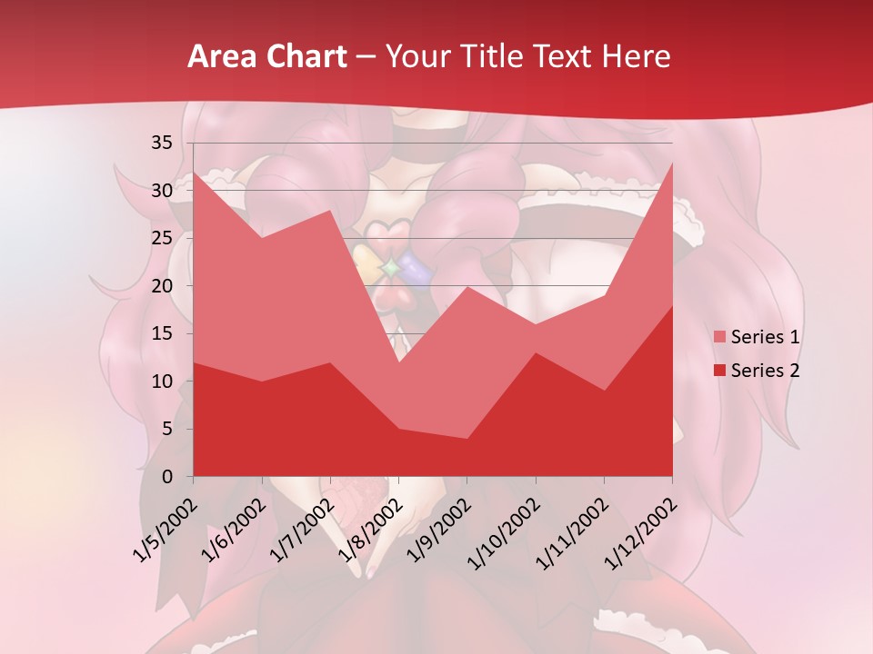 A Girl In A Red Dress With Pink Hair PowerPoint Template