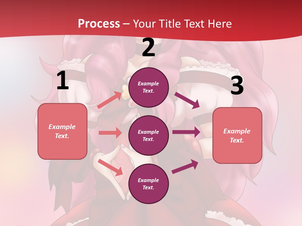 A Girl In A Red Dress With Pink Hair PowerPoint Template
