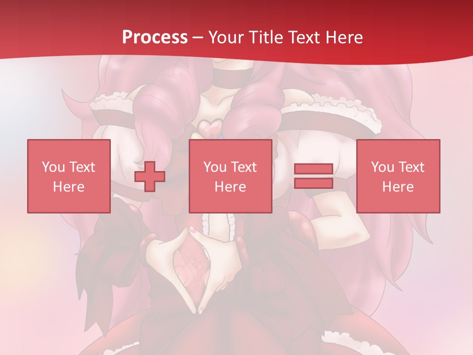 A Girl In A Red Dress With Pink Hair PowerPoint Template