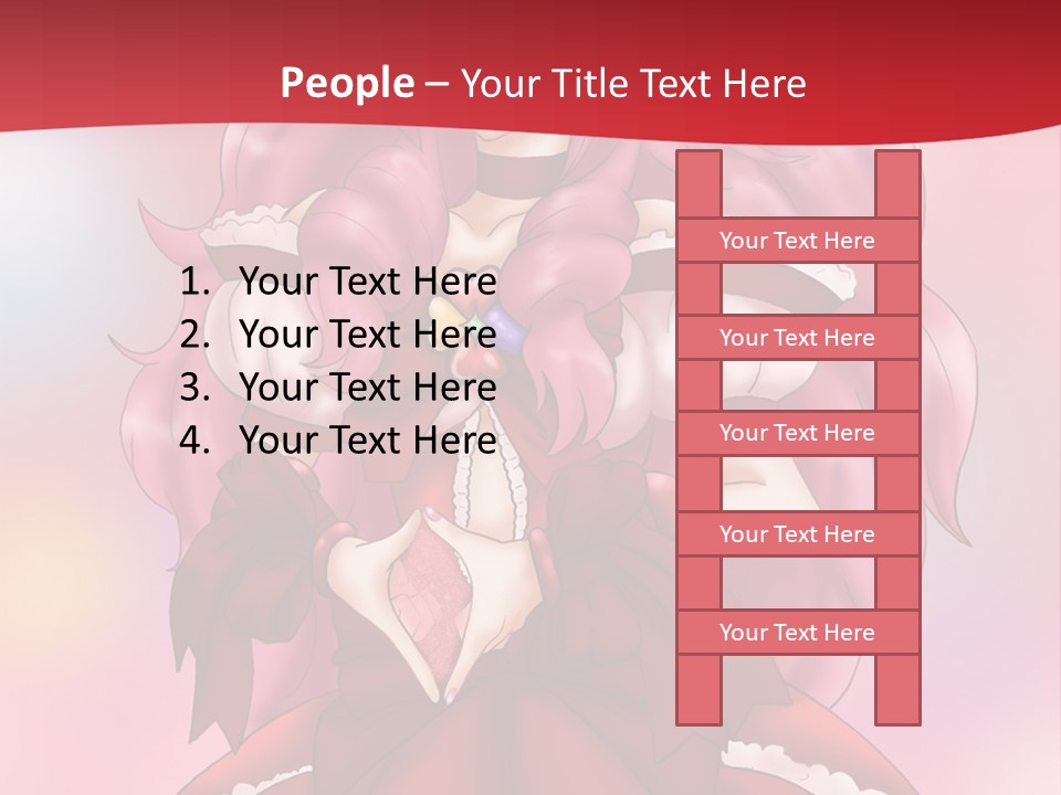 A Girl In A Red Dress With Pink Hair PowerPoint Template