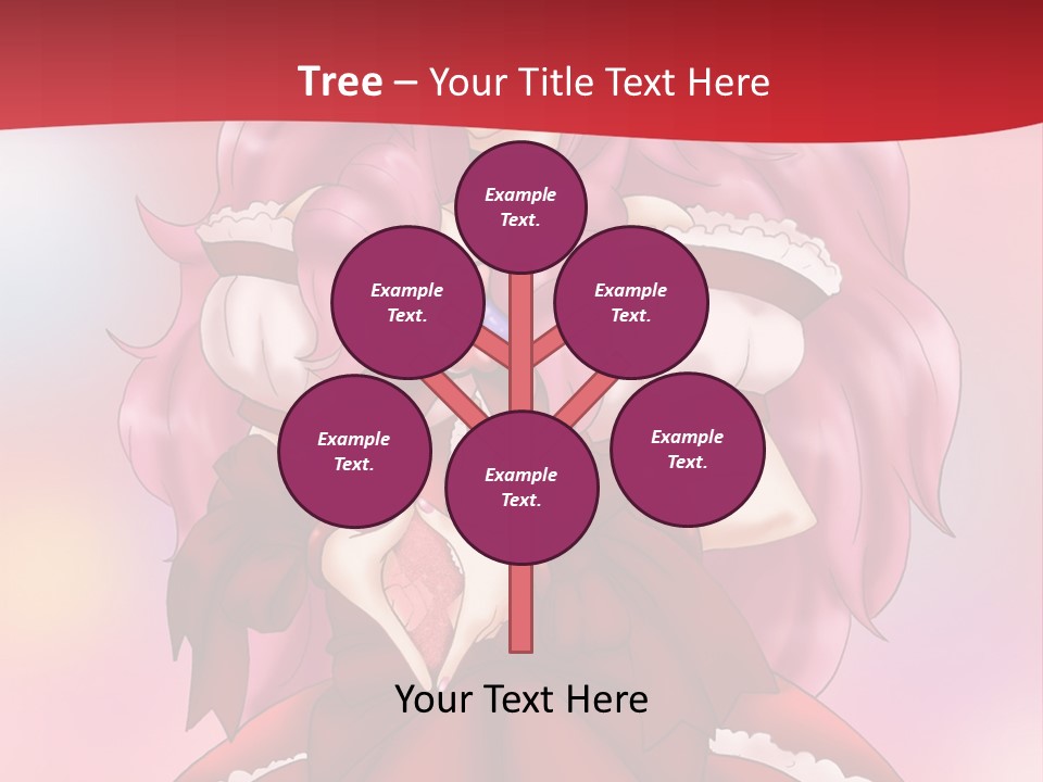 A Girl In A Red Dress With Pink Hair PowerPoint Template