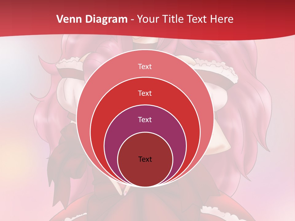 A Girl In A Red Dress With Pink Hair PowerPoint Template