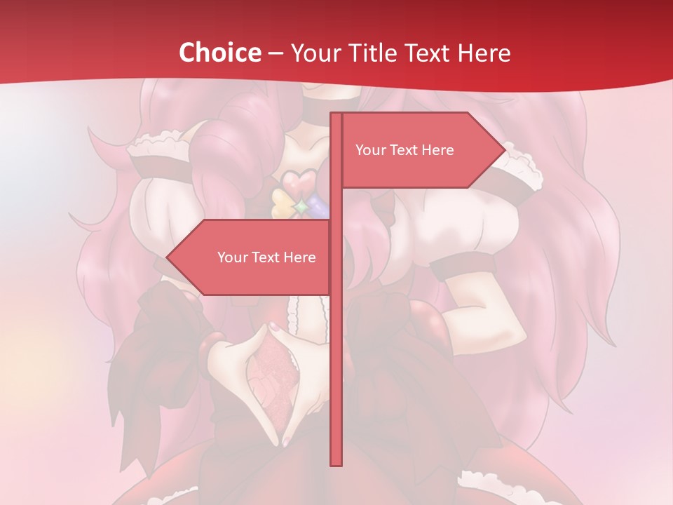 A Girl In A Red Dress With Pink Hair PowerPoint Template