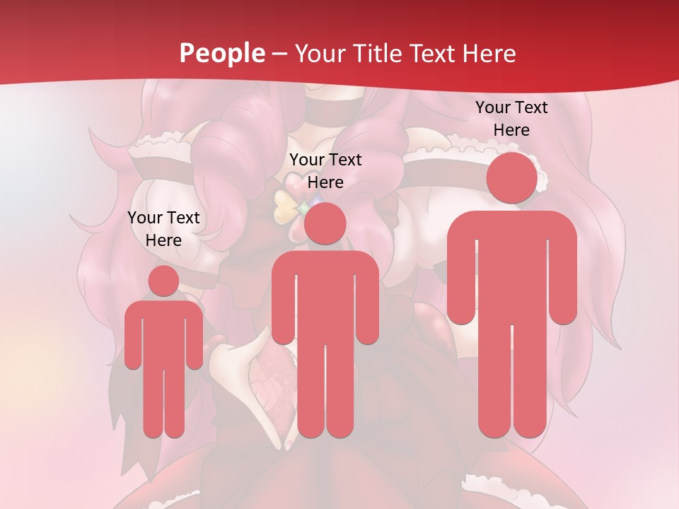 A Girl In A Red Dress With Pink Hair PowerPoint Template