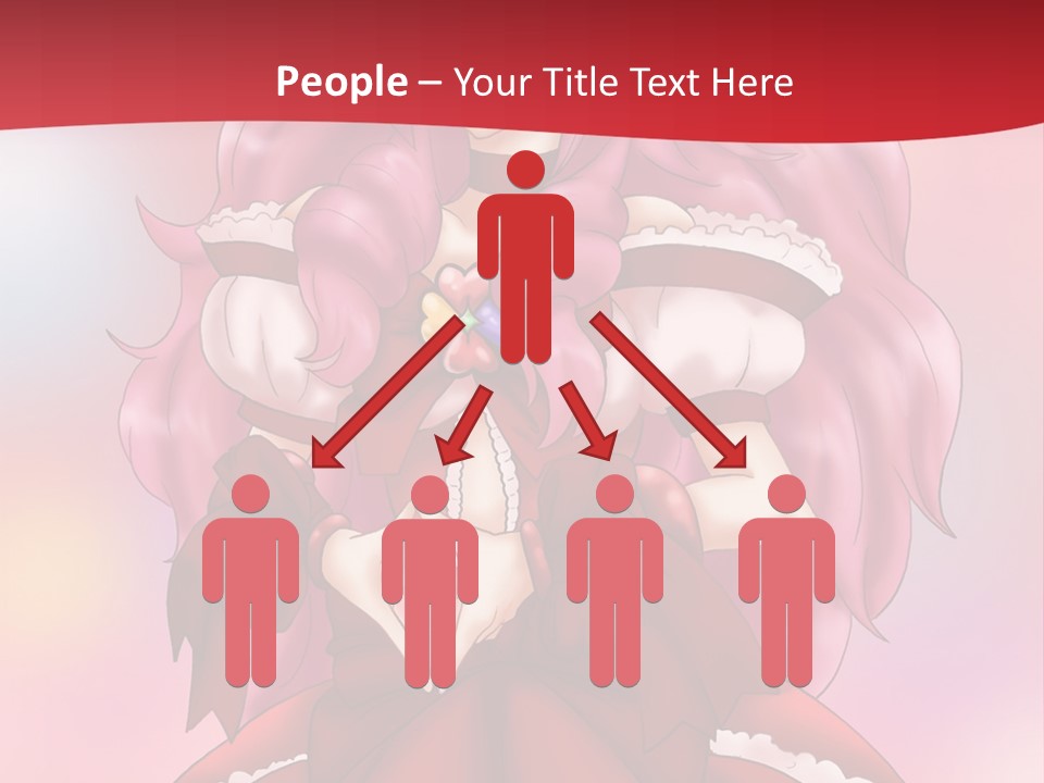 A Girl In A Red Dress With Pink Hair PowerPoint Template