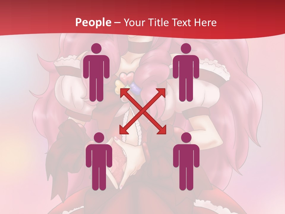 A Girl In A Red Dress With Pink Hair PowerPoint Template