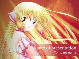 A Girl With Long Blonde Hair And A Pink Dress PowerPoint Template