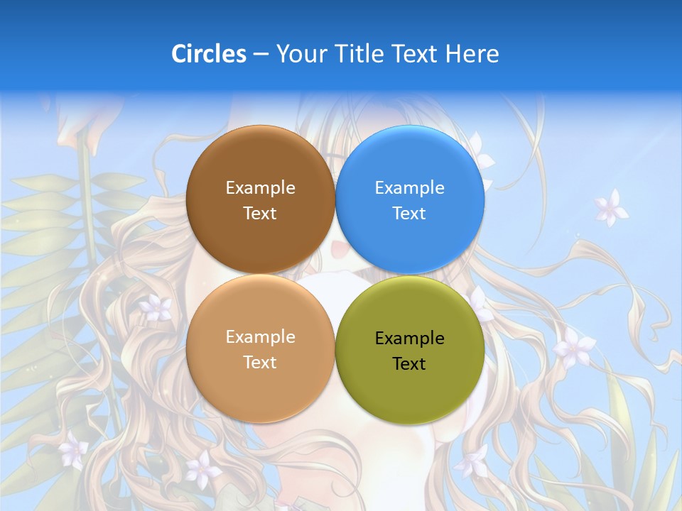 A Woman With Long Hair And Green Eyes Is Posing In Front Of A Blue Background PowerPoint Template