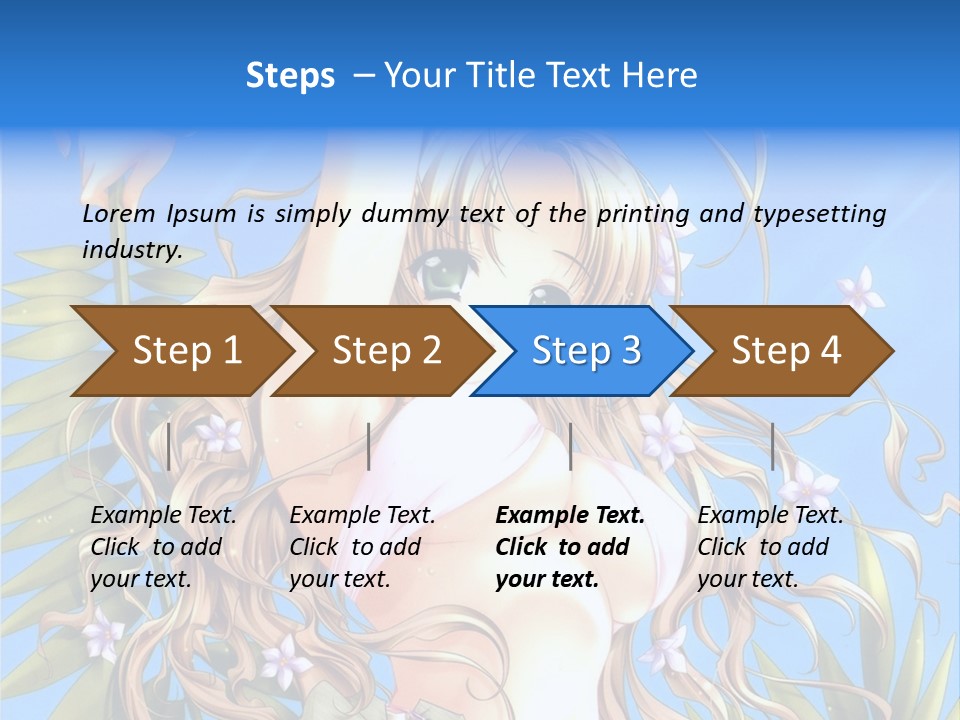 A Woman With Long Hair And Green Eyes Is Posing In Front Of A Blue Background PowerPoint Template