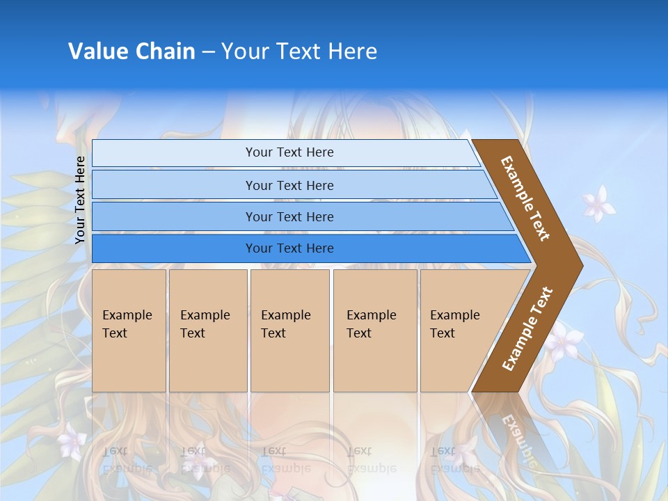 A Woman With Long Hair And Green Eyes Is Posing In Front Of A Blue Background PowerPoint Template