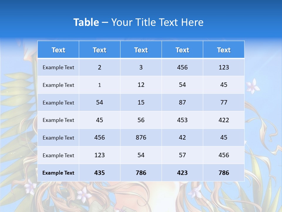 A Woman With Long Hair And Green Eyes Is Posing In Front Of A Blue Background PowerPoint Template