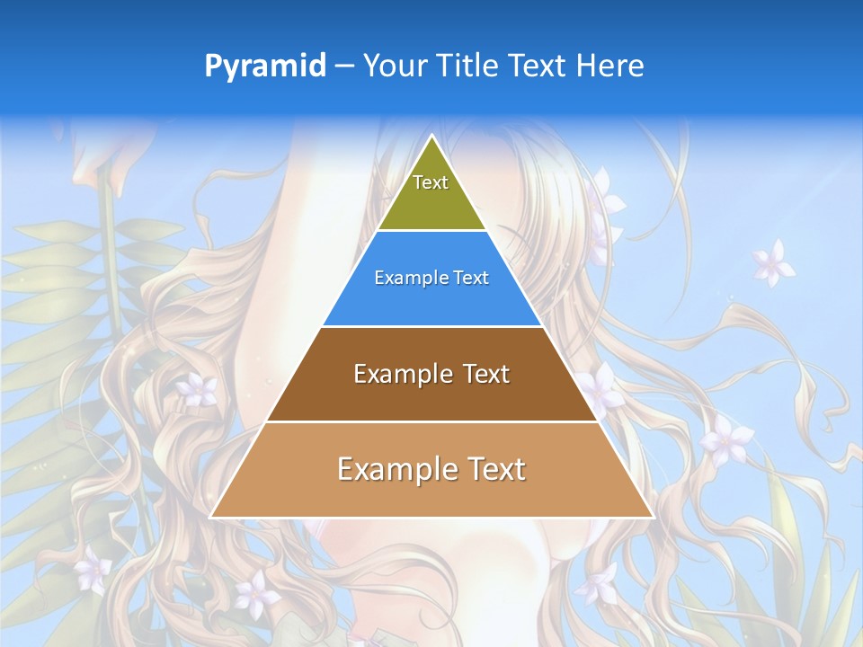 A Woman With Long Hair And Green Eyes Is Posing In Front Of A Blue Background PowerPoint Template