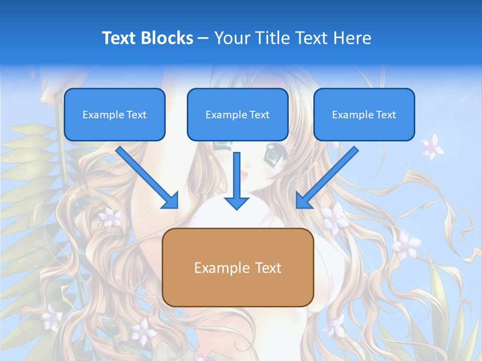 A Woman With Long Hair And Green Eyes Is Posing In Front Of A Blue Background PowerPoint Template
