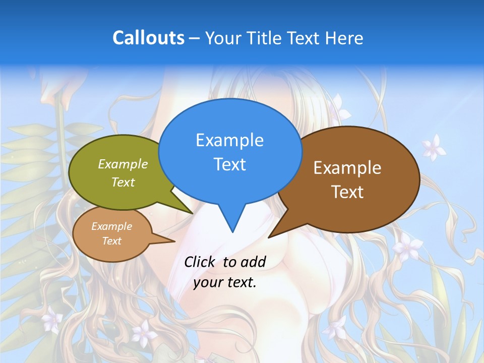 A Woman With Long Hair And Green Eyes Is Posing In Front Of A Blue Background PowerPoint Template