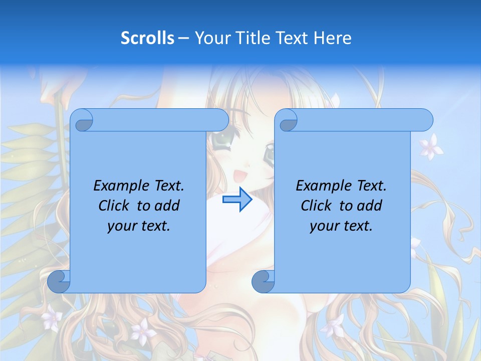 A Woman With Long Hair And Green Eyes Is Posing In Front Of A Blue Background PowerPoint Template