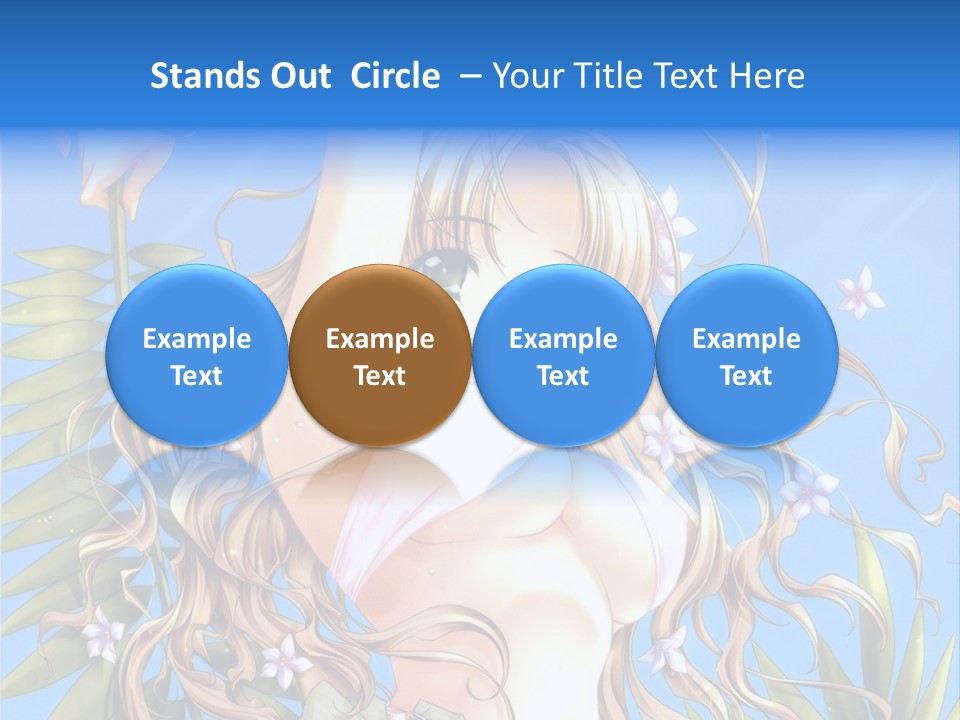 A Woman With Long Hair And Green Eyes Is Posing In Front Of A Blue Background PowerPoint Template