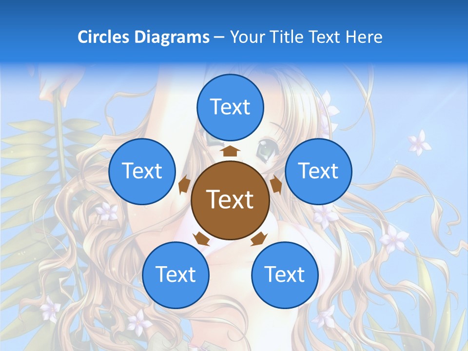 A Woman With Long Hair And Green Eyes Is Posing In Front Of A Blue Background PowerPoint Template