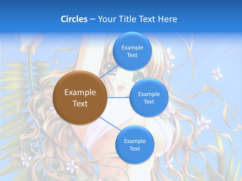 A Woman With Long Hair And Green Eyes Is Posing In Front Of A Blue Background PowerPoint Template