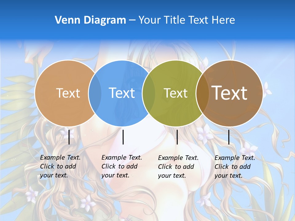 A Woman With Long Hair And Green Eyes Is Posing In Front Of A Blue Background PowerPoint Template