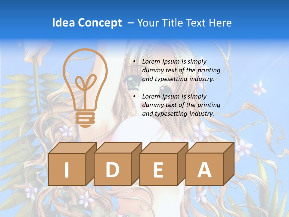 A Woman With Long Hair And Green Eyes Is Posing In Front Of A Blue Background PowerPoint Template