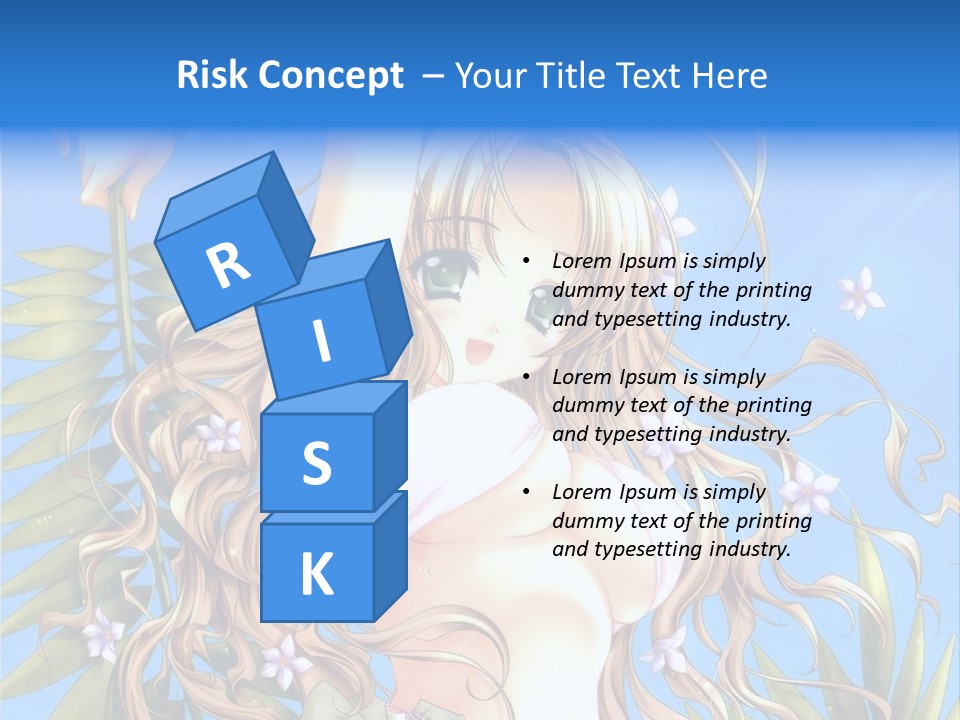 A Woman With Long Hair And Green Eyes Is Posing In Front Of A Blue Background PowerPoint Template