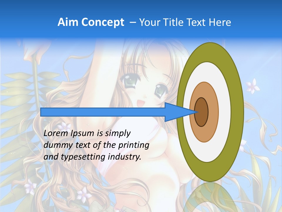 A Woman With Long Hair And Green Eyes Is Posing In Front Of A Blue Background PowerPoint Template