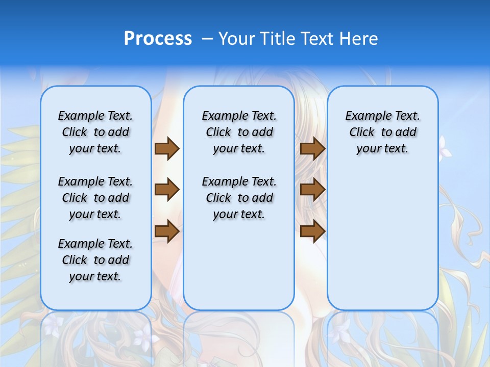 A Woman With Long Hair And Green Eyes Is Posing In Front Of A Blue Background PowerPoint Template