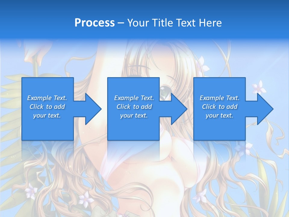 A Woman With Long Hair And Green Eyes Is Posing In Front Of A Blue Background PowerPoint Template