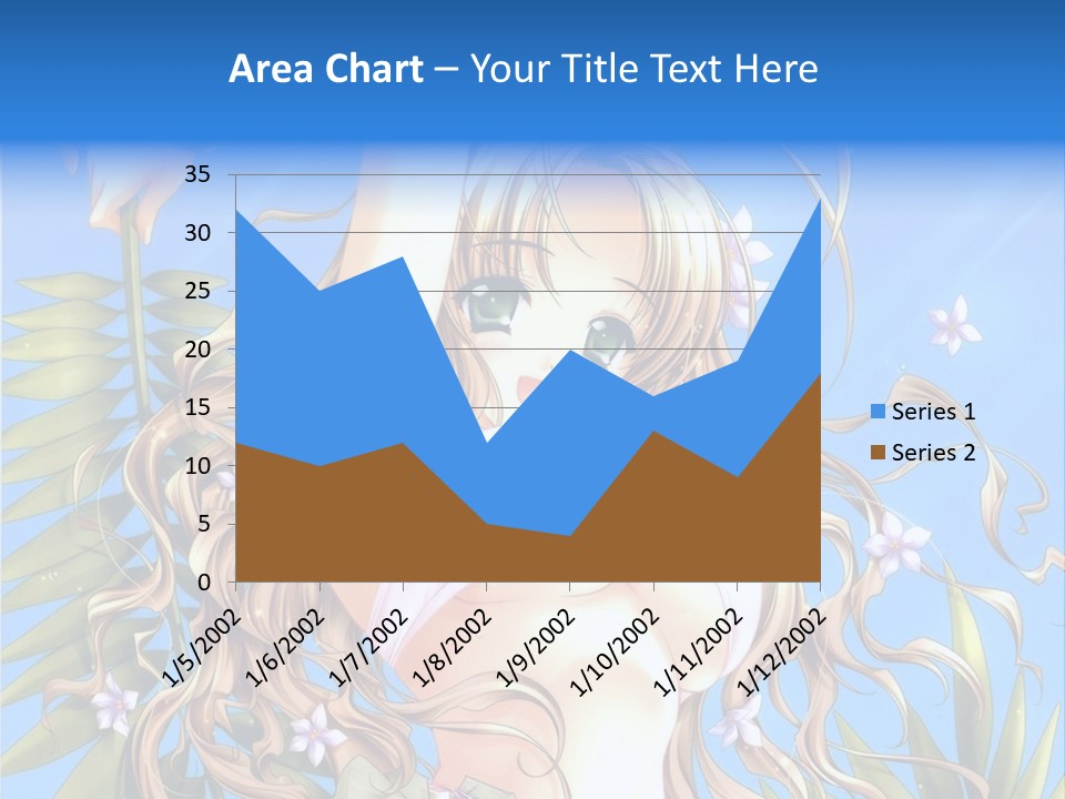 A Woman With Long Hair And Green Eyes Is Posing In Front Of A Blue Background PowerPoint Template