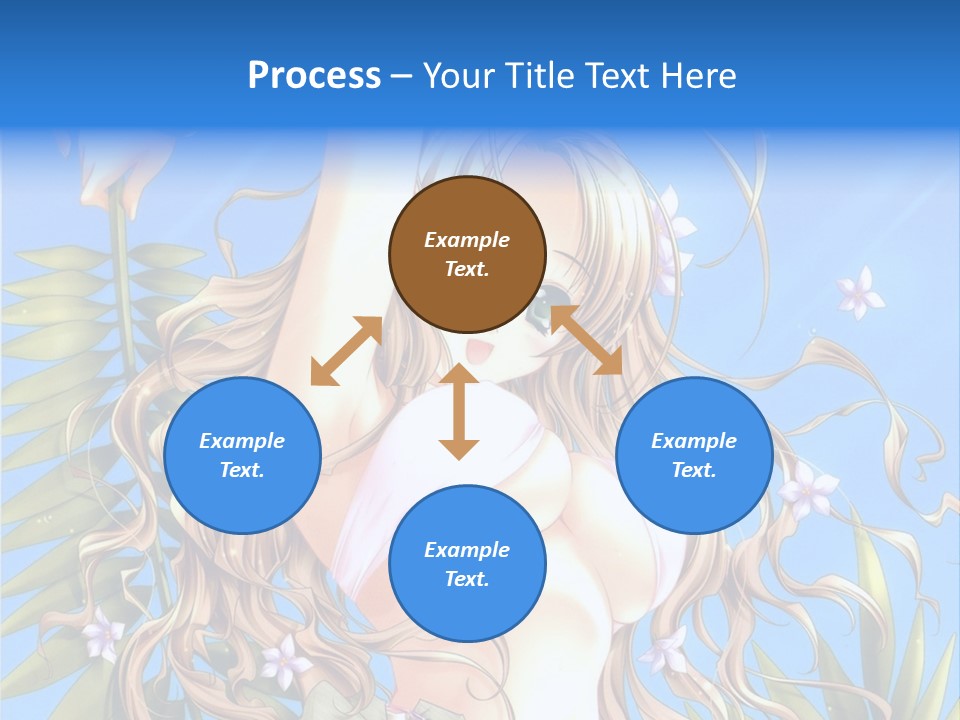 A Woman With Long Hair And Green Eyes Is Posing In Front Of A Blue Background PowerPoint Template