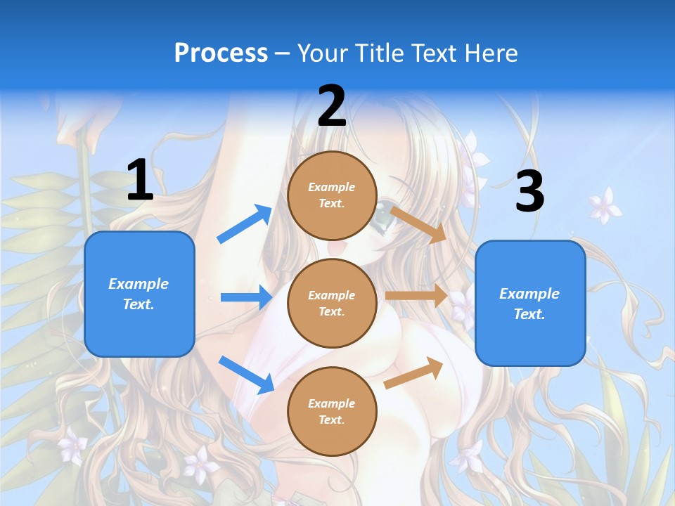 A Woman With Long Hair And Green Eyes Is Posing In Front Of A Blue Background PowerPoint Template