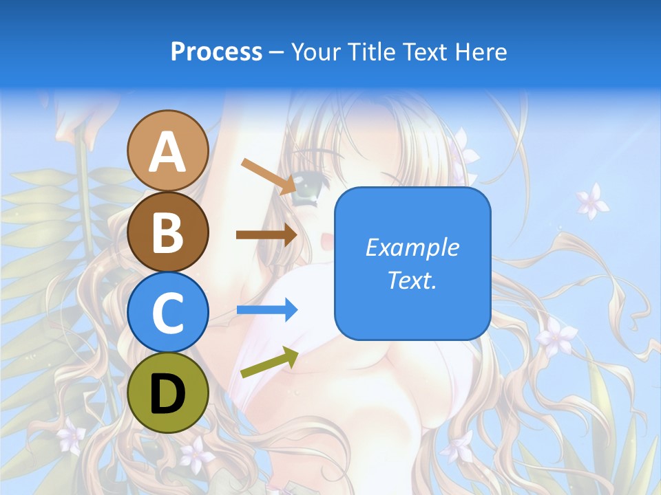 A Woman With Long Hair And Green Eyes Is Posing In Front Of A Blue Background PowerPoint Template