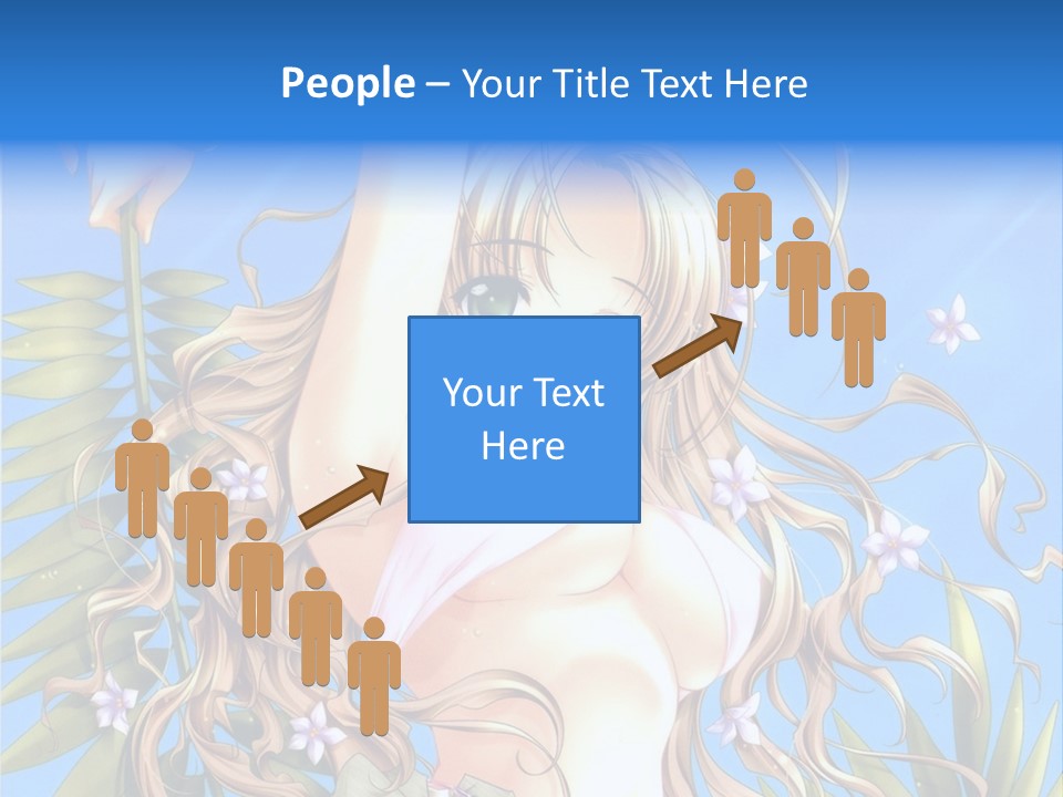 A Woman With Long Hair And Green Eyes Is Posing In Front Of A Blue Background PowerPoint Template