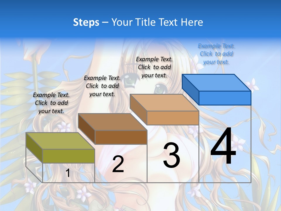 A Woman With Long Hair And Green Eyes Is Posing In Front Of A Blue Background PowerPoint Template