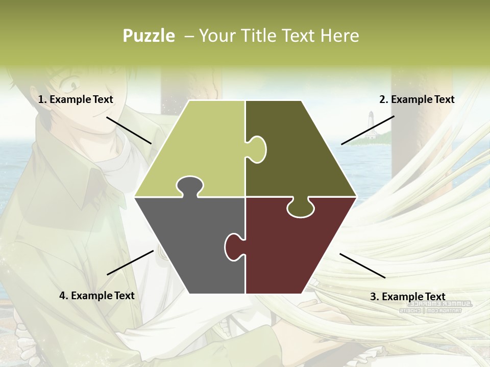 A Couple Of Anime Characters Sitting Next To Each Other PowerPoint Template