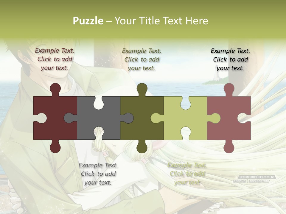 A Couple Of Anime Characters Sitting Next To Each Other PowerPoint Template