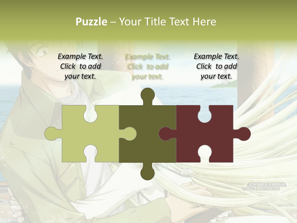 A Couple Of Anime Characters Sitting Next To Each Other PowerPoint Template