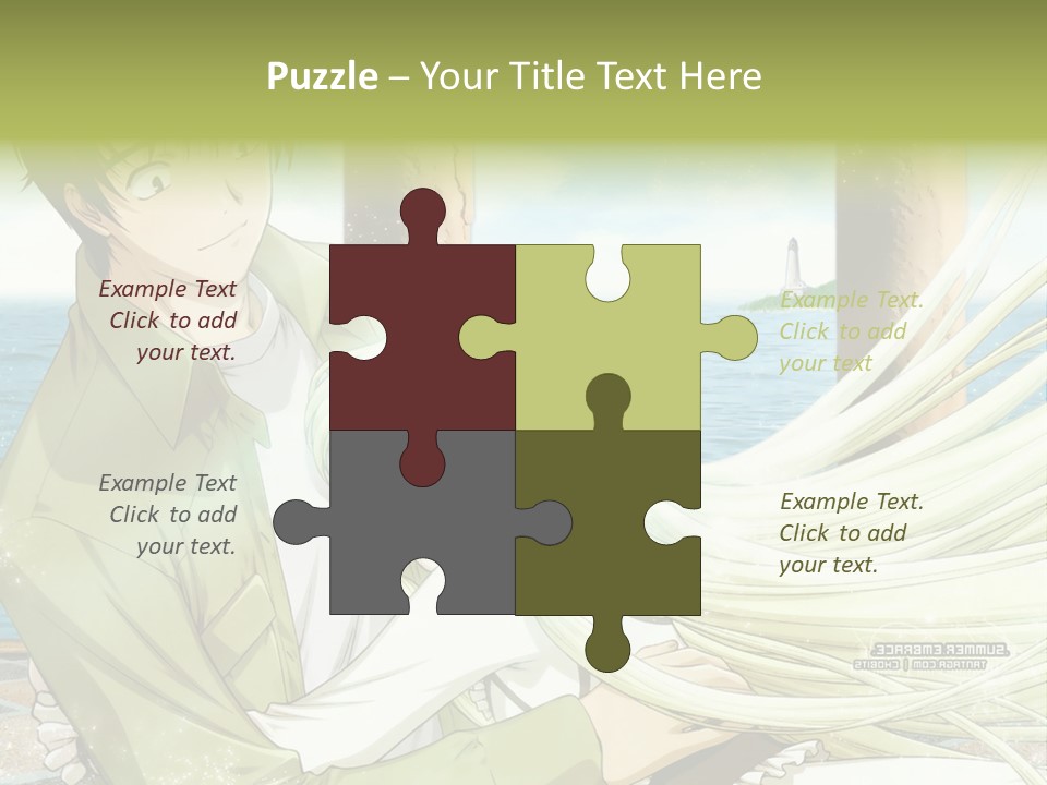 A Couple Of Anime Characters Sitting Next To Each Other PowerPoint Template