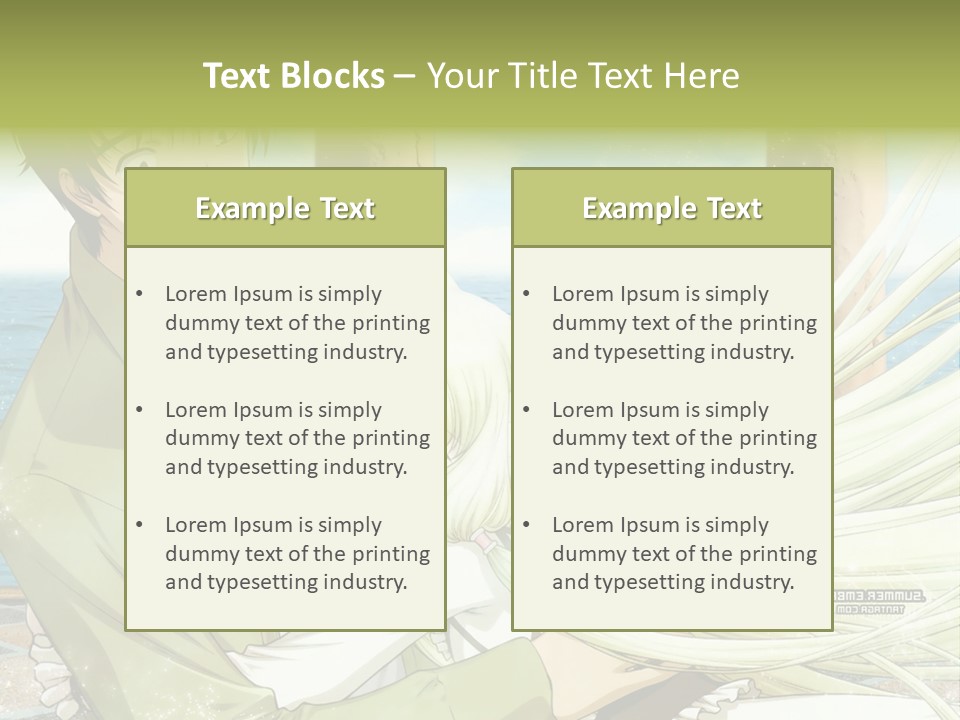 A Couple Of Anime Characters Sitting Next To Each Other PowerPoint Template