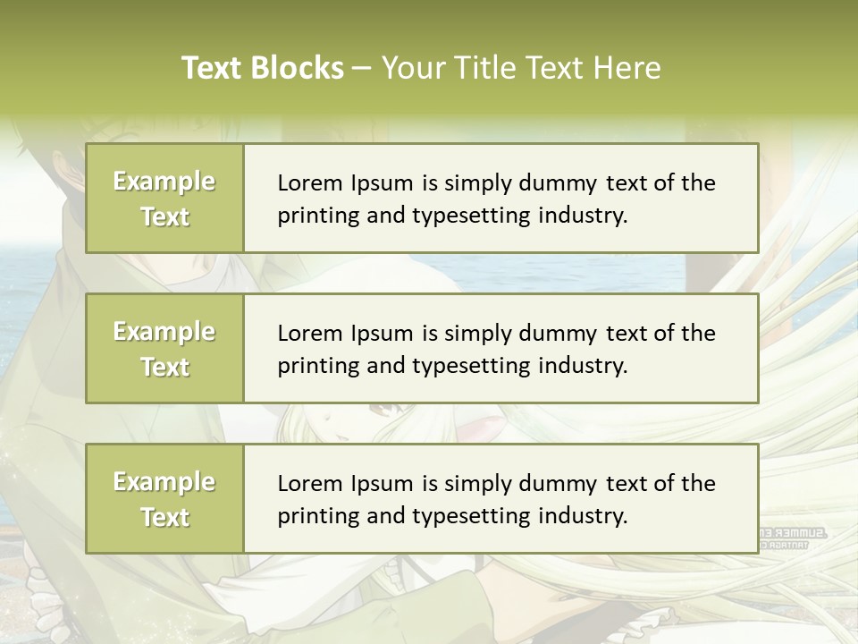 A Couple Of Anime Characters Sitting Next To Each Other PowerPoint Template