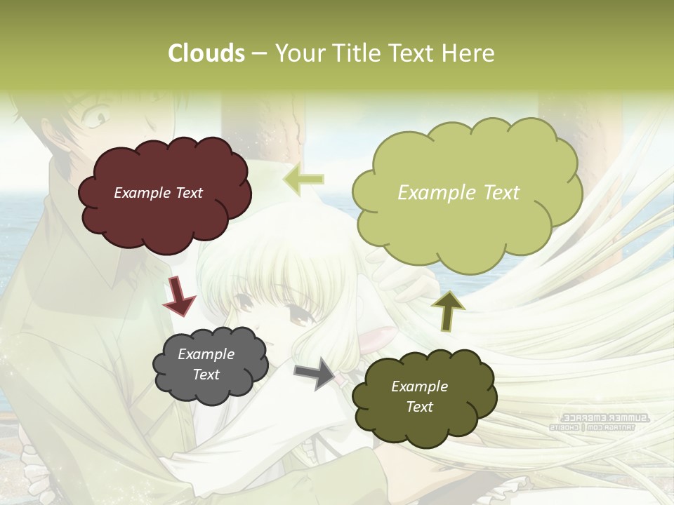 A Couple Of Anime Characters Sitting Next To Each Other PowerPoint Template