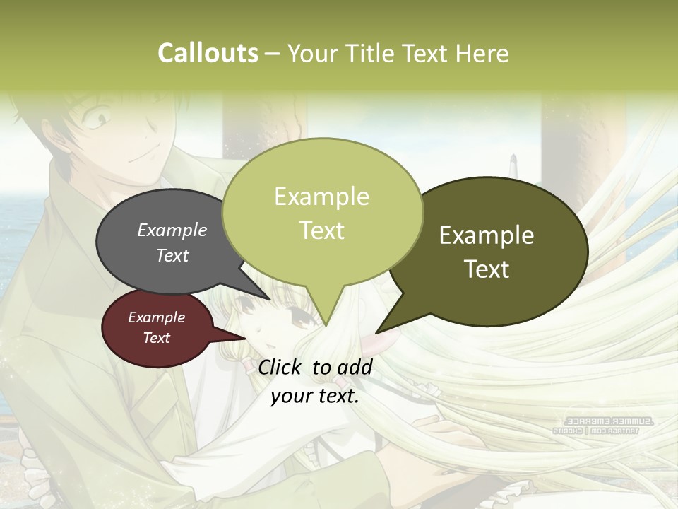 A Couple Of Anime Characters Sitting Next To Each Other PowerPoint Template