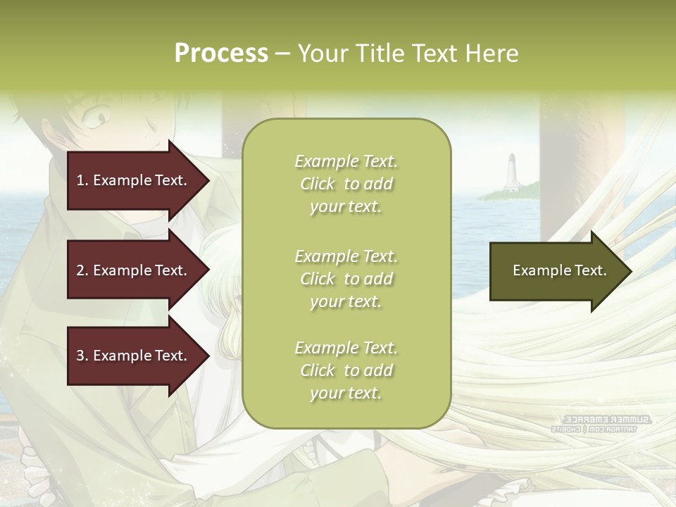 A Couple Of Anime Characters Sitting Next To Each Other PowerPoint Template
