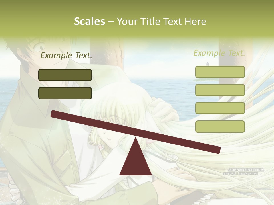 A Couple Of Anime Characters Sitting Next To Each Other PowerPoint Template