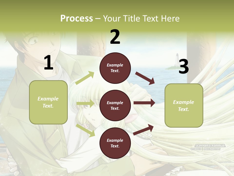 A Couple Of Anime Characters Sitting Next To Each Other PowerPoint Template