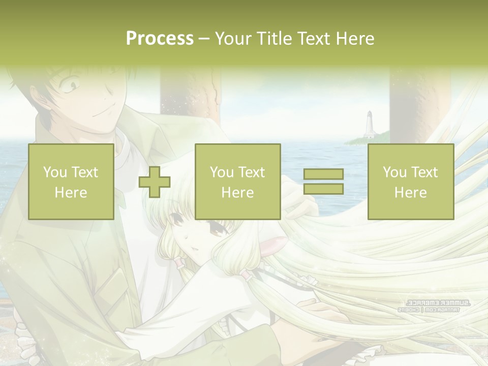 A Couple Of Anime Characters Sitting Next To Each Other PowerPoint Template